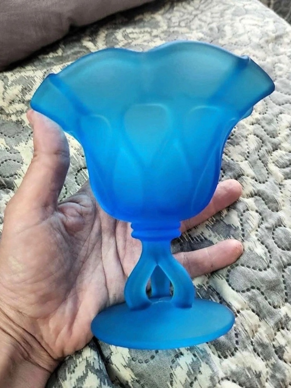 Westmoreland Blue Glass Pedestal Vase